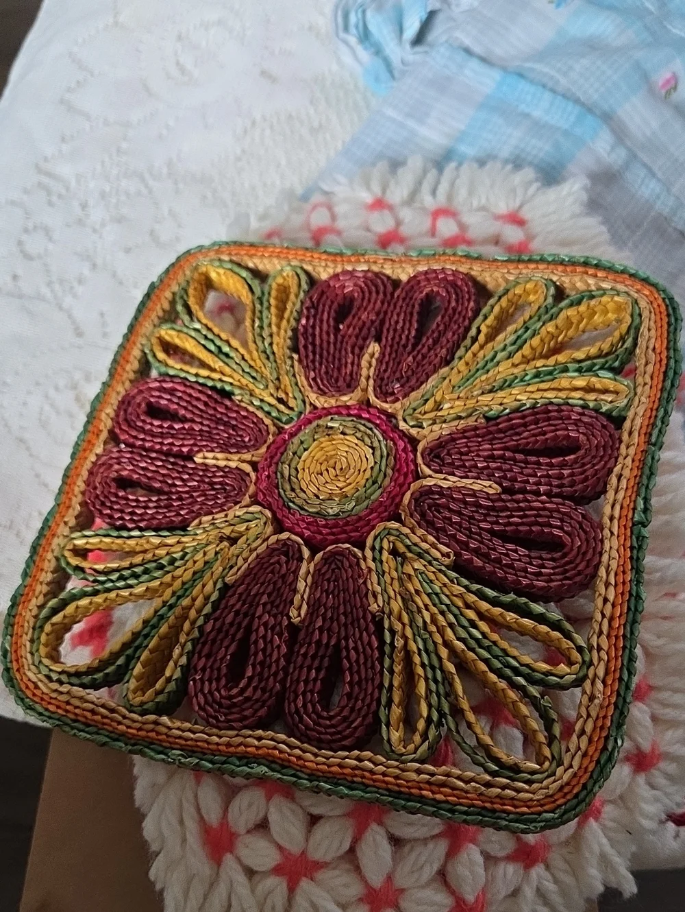 Handmade Crochet Flower Coasters - Red, Pink, Cream Estate Bundle